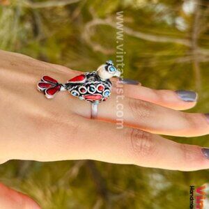 Antique Bird Ring, Cute Bird Jewelry, Stone Ring, Unique Tribal Ring